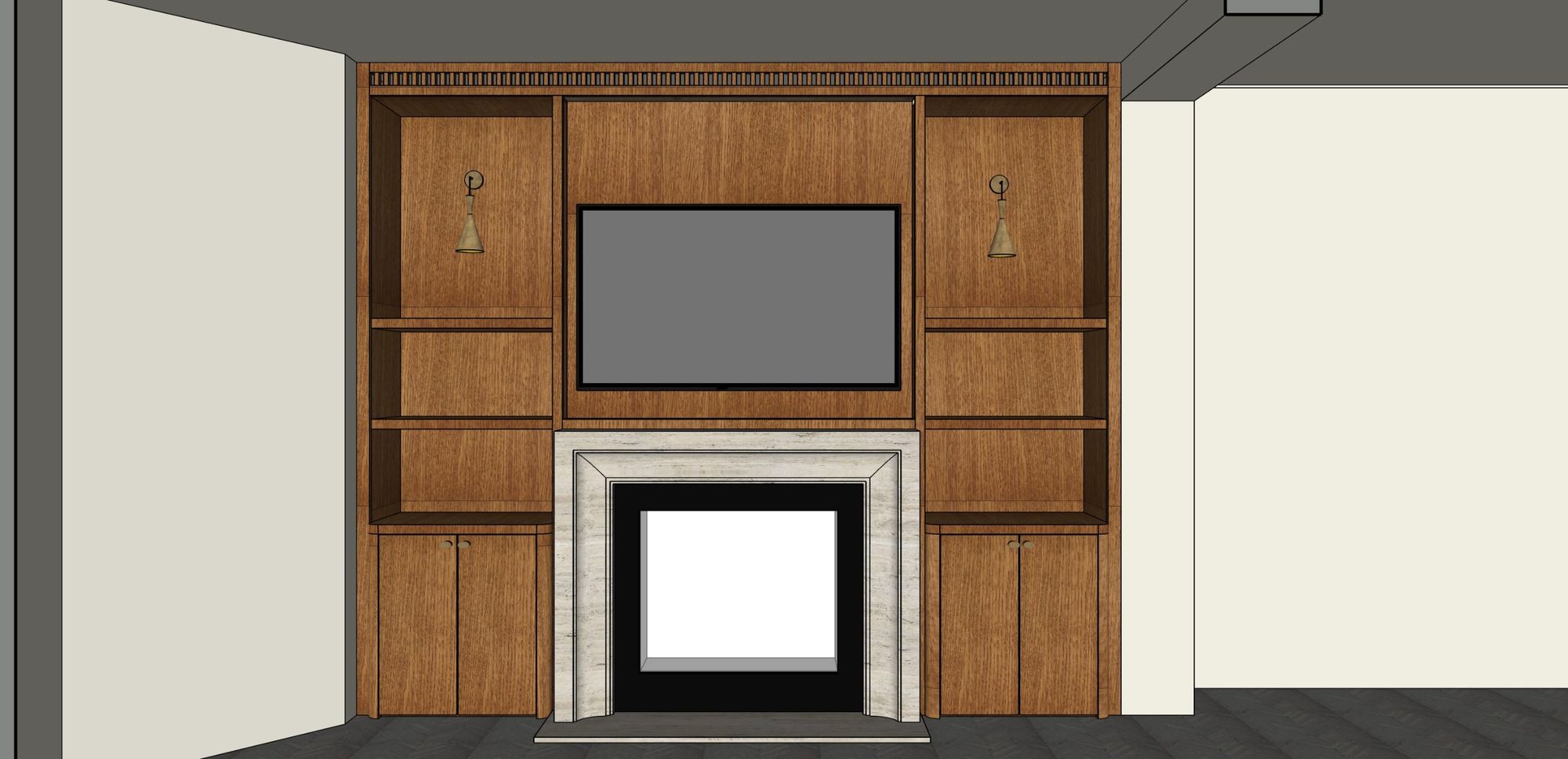 A Walk in the Park, the fireplace elevation