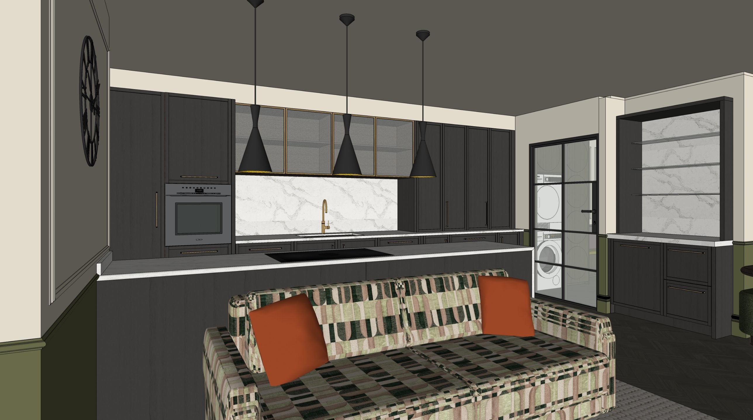 Lovely and Calm, First concept, kitchen and living