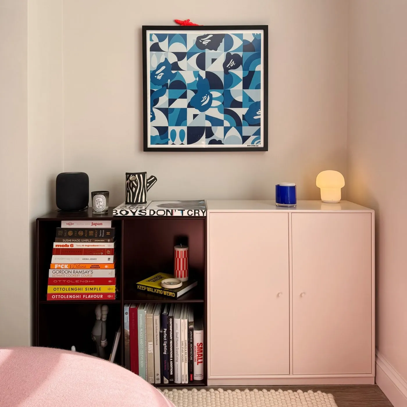 NoHi, the sideboard under the blue artwork