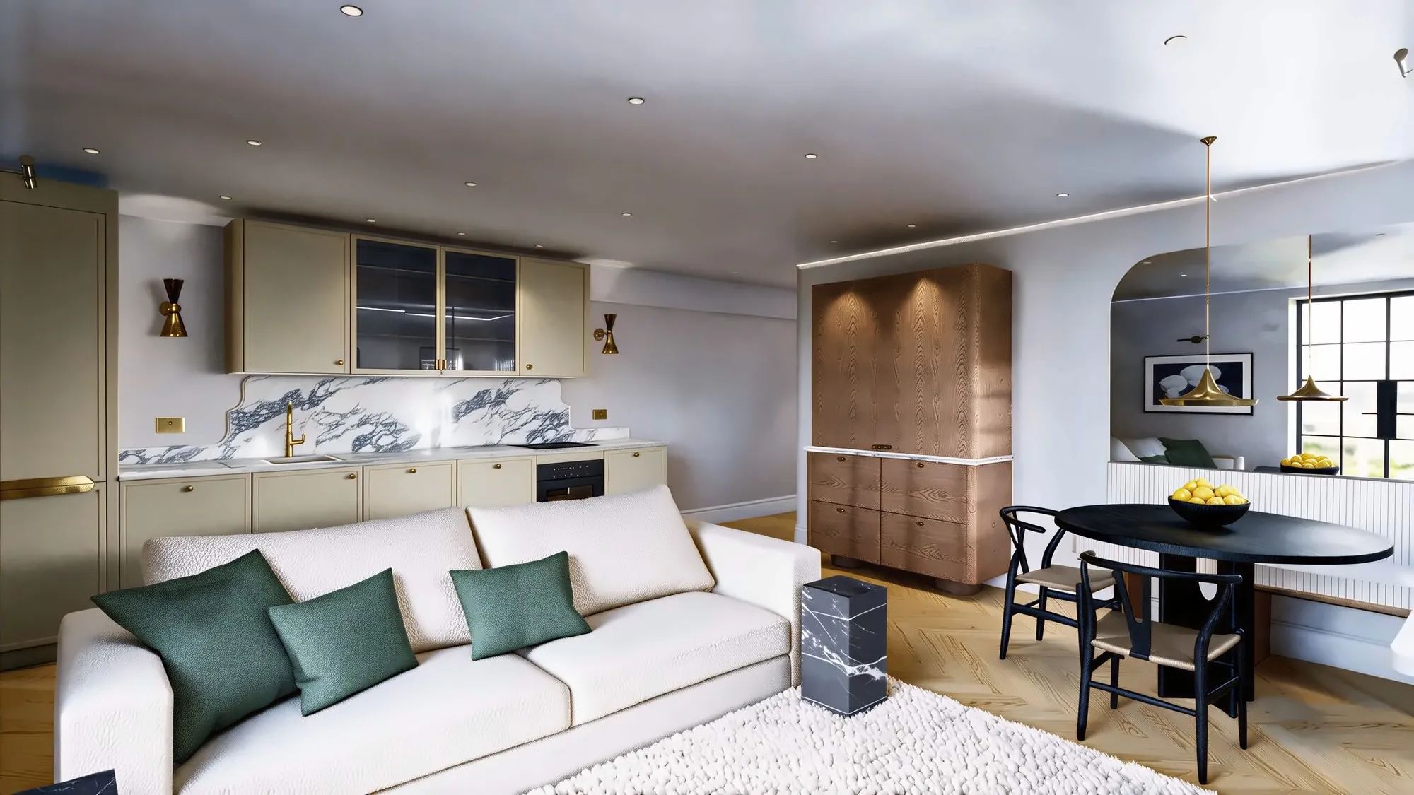 Lovely and Calm, kitchen and dining, render