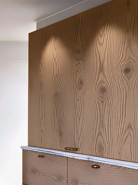 Lovely and Calm, ash tall cupboard, the grain showing through the paint