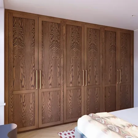 Lovely and Calm, oak wardrobes with long brass handles