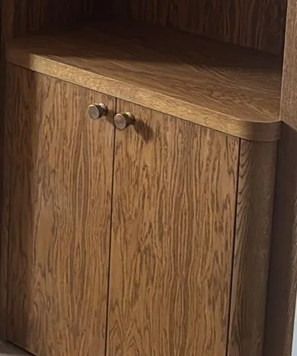 A Walk in the Park, the fireplace media unit, close up
