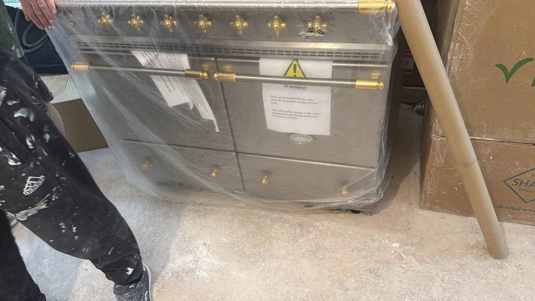 A Walk in the Park, The Lacanche range cooker arriving, still wrapped