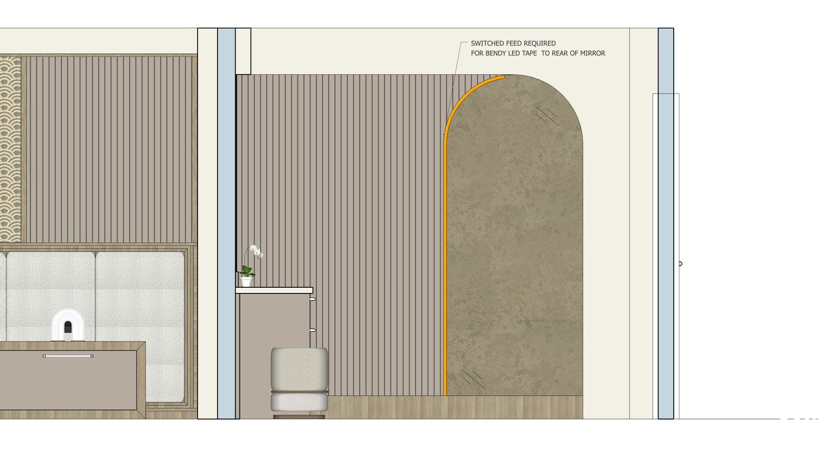 Suite Escape, The dressing arch elevation