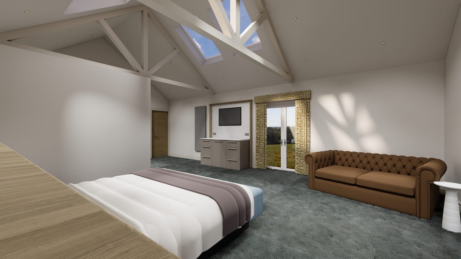 Suite Escape, The bed and sofa, rendered