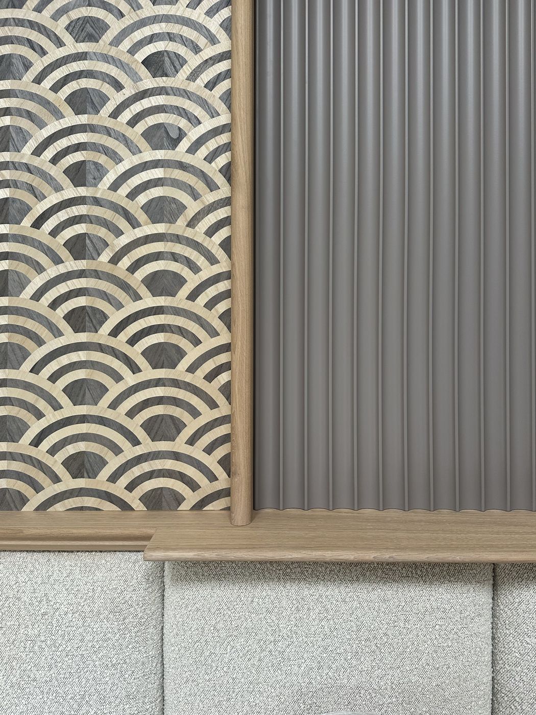 Suite Escape, detail, the wave veneer and the flutes