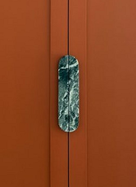 A Walk in the Park, a green Verde Alpi marble handle on the terracotta wardrobe